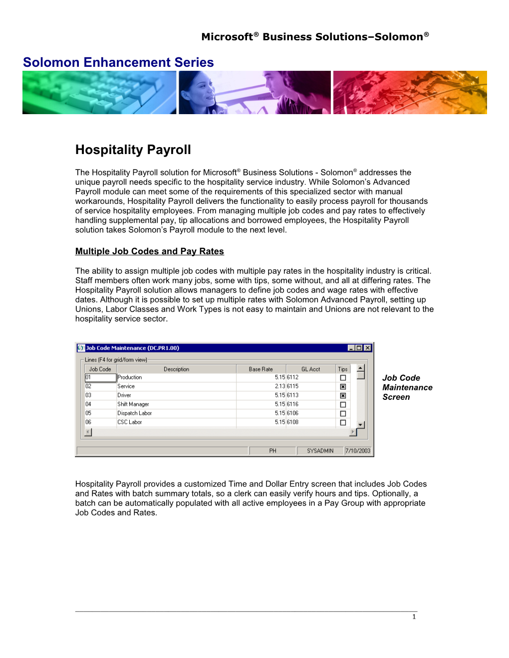 Solomon General Ledger Fact Sheet