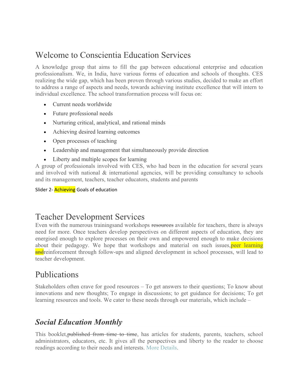 Welcome to Conscientia Education Services
