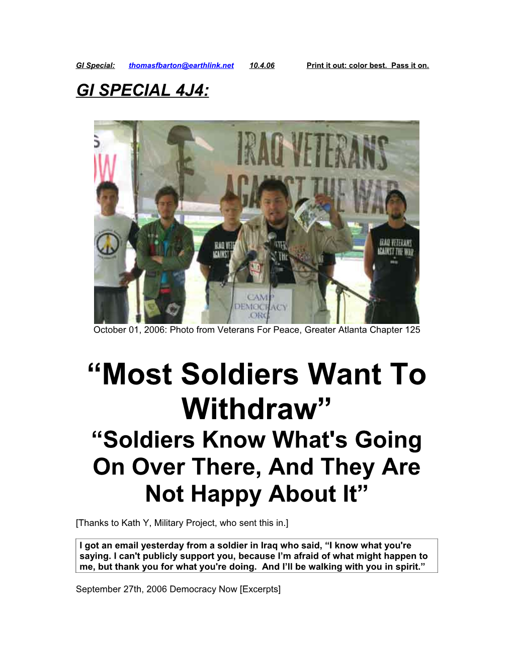 Most Soldiers Want to Withdraw