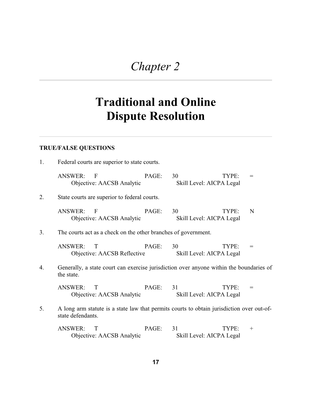 Chapter 2: Traditional and Online Dispute Resolution 1