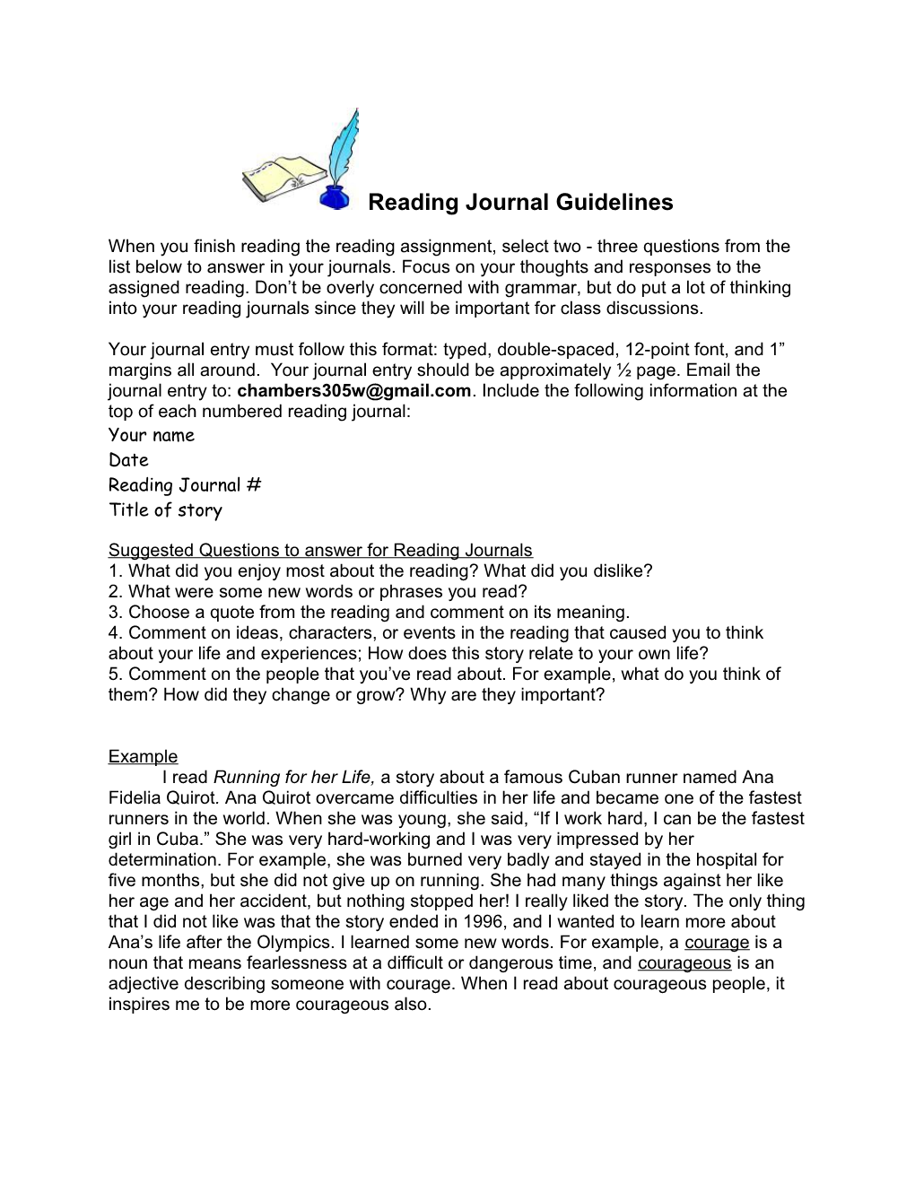 Reading Journal Guidelines