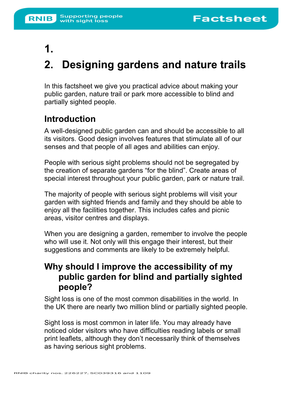 Designing Gardens and Nature Trails Factsheet