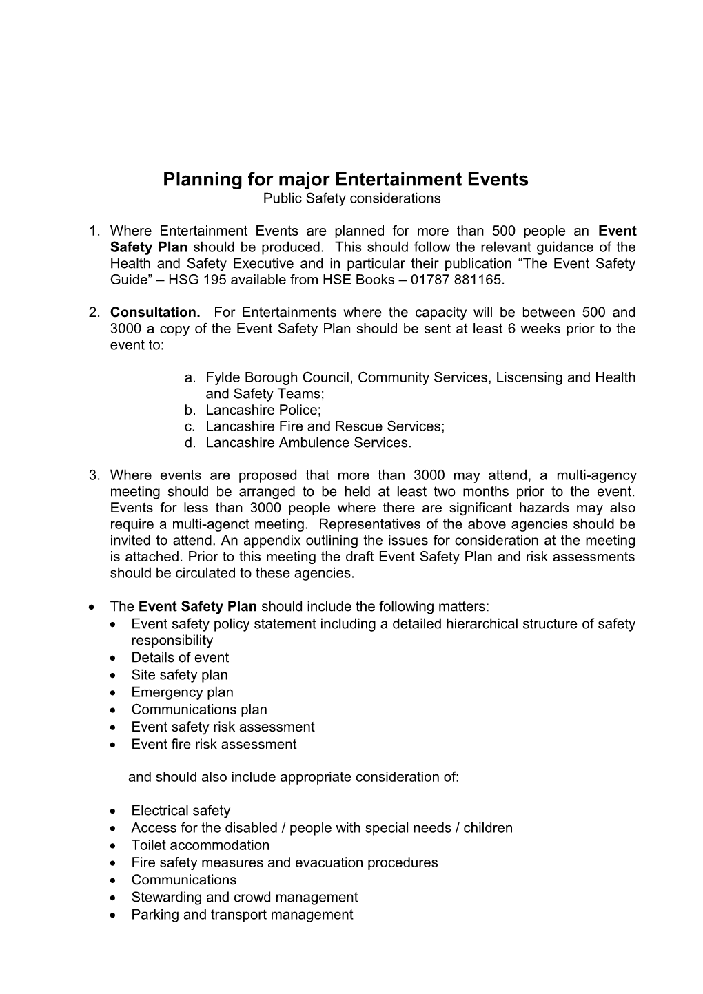 Planning for Major Entertainment Events