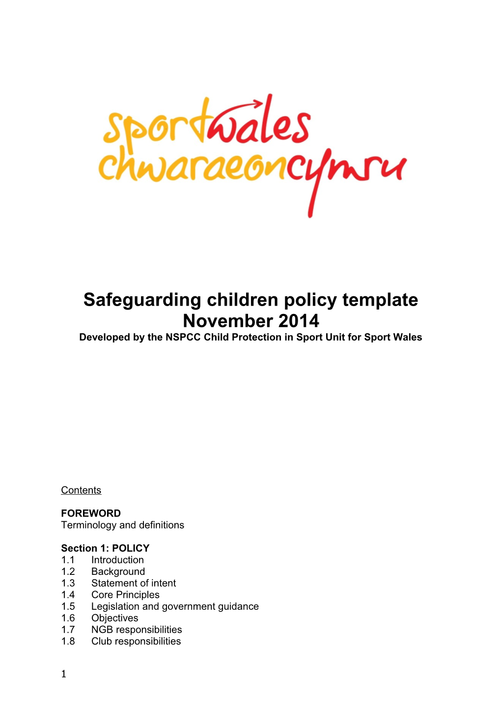 Safeguarding Children Policy Template