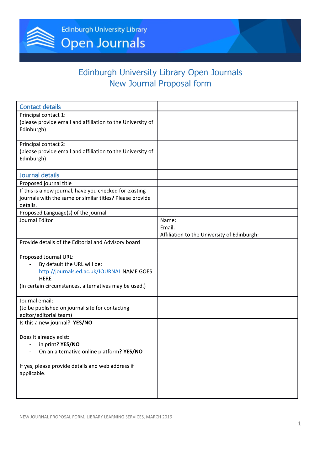 Edinburgh University Library Open Journals