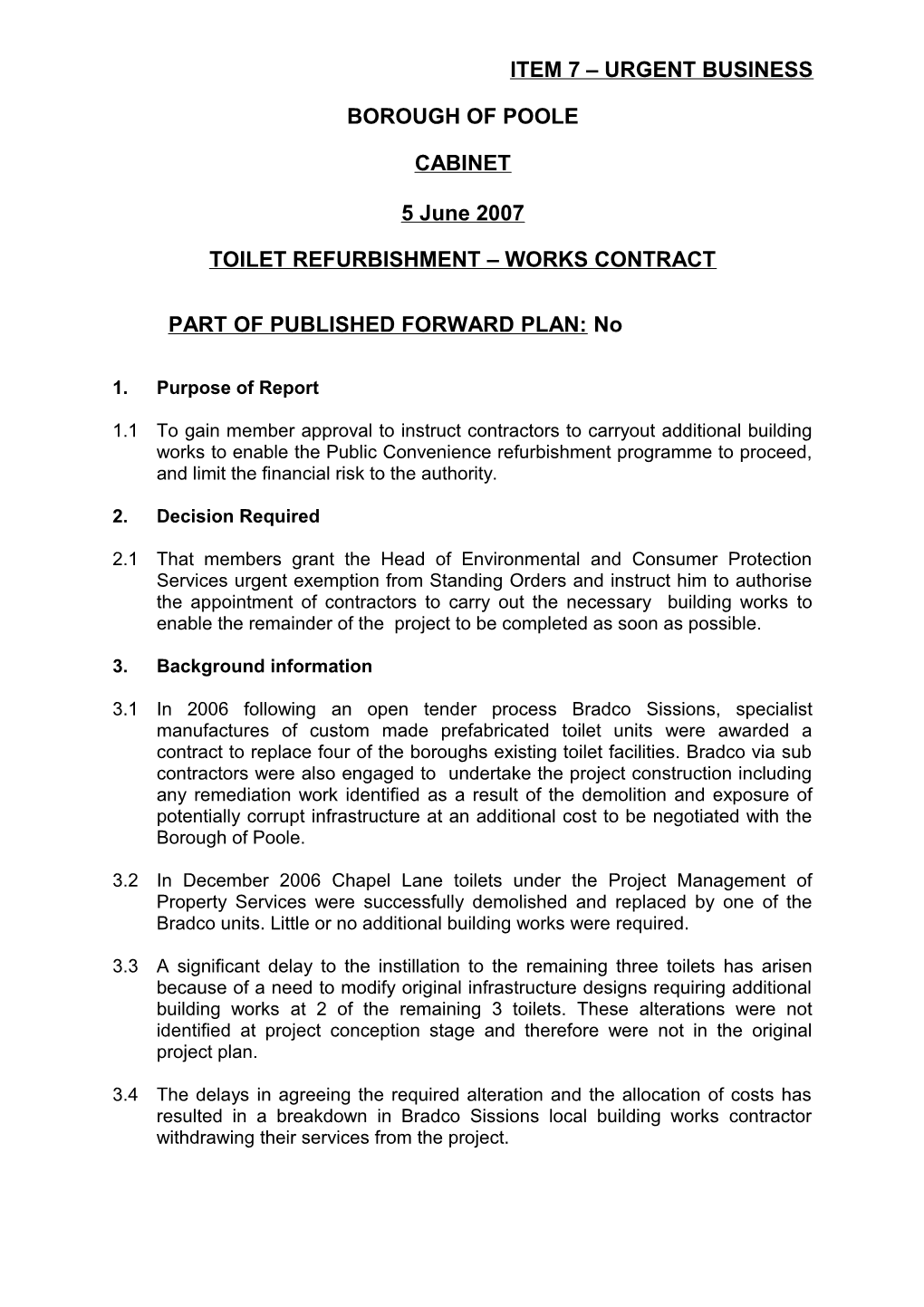 Toilet Refurbishment - Works Contract