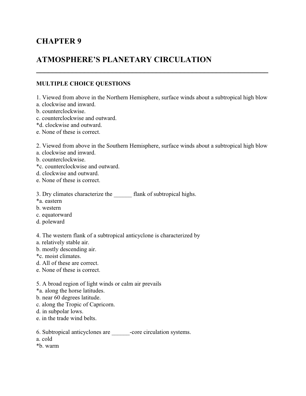 Atmosphere S Planetary Circulation