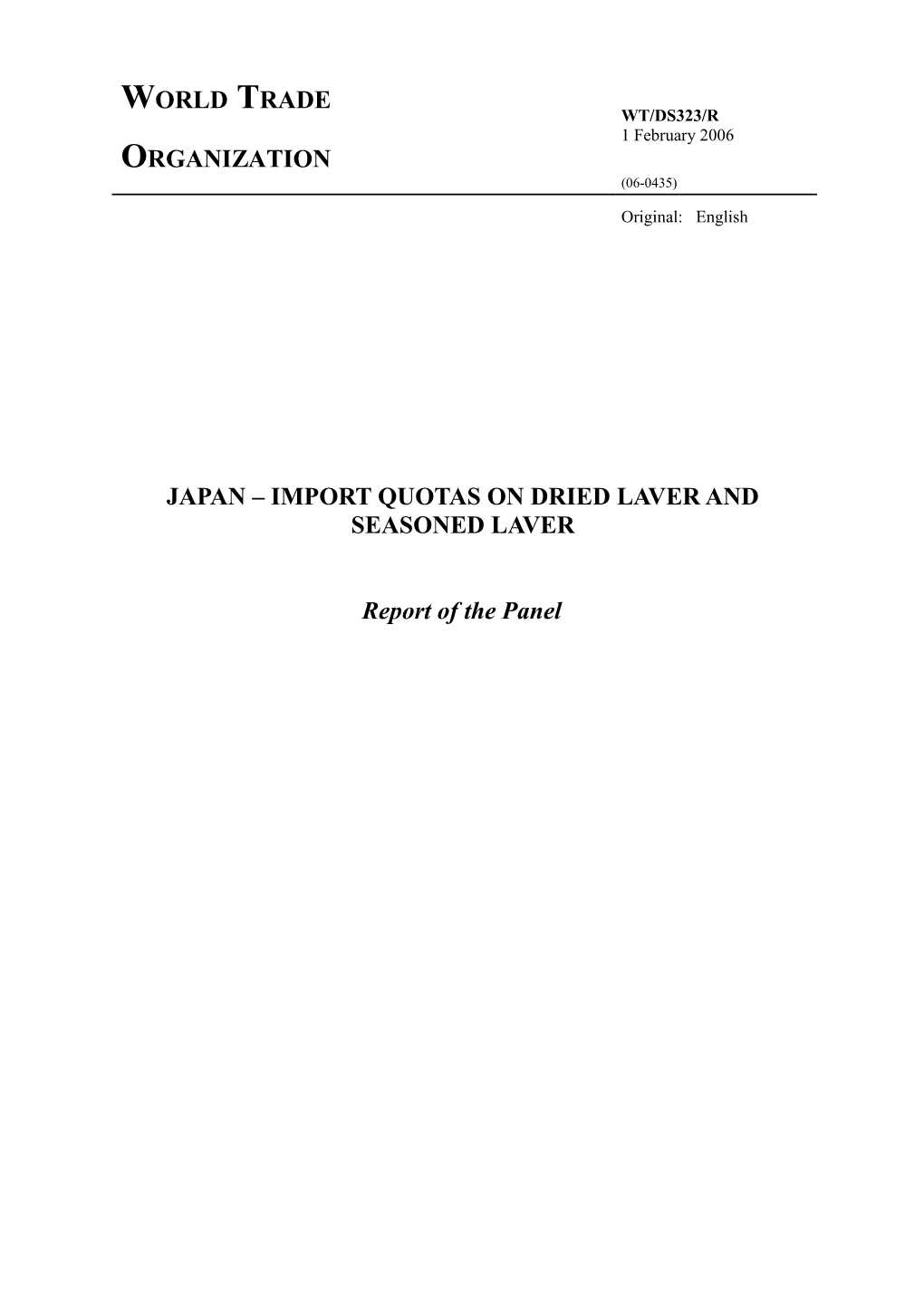 Japan Import Quotas on Dried Laver and Seasoned Laver