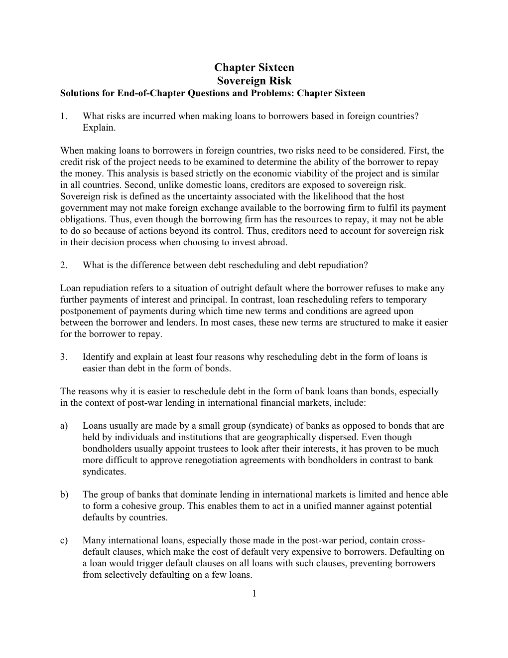 Discussion Questions and Problems for Chapter 16