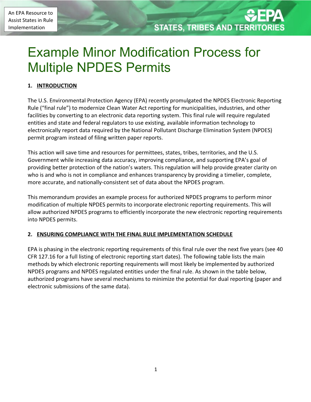 Example Minor Modification Process for Multiple NPDES Permits