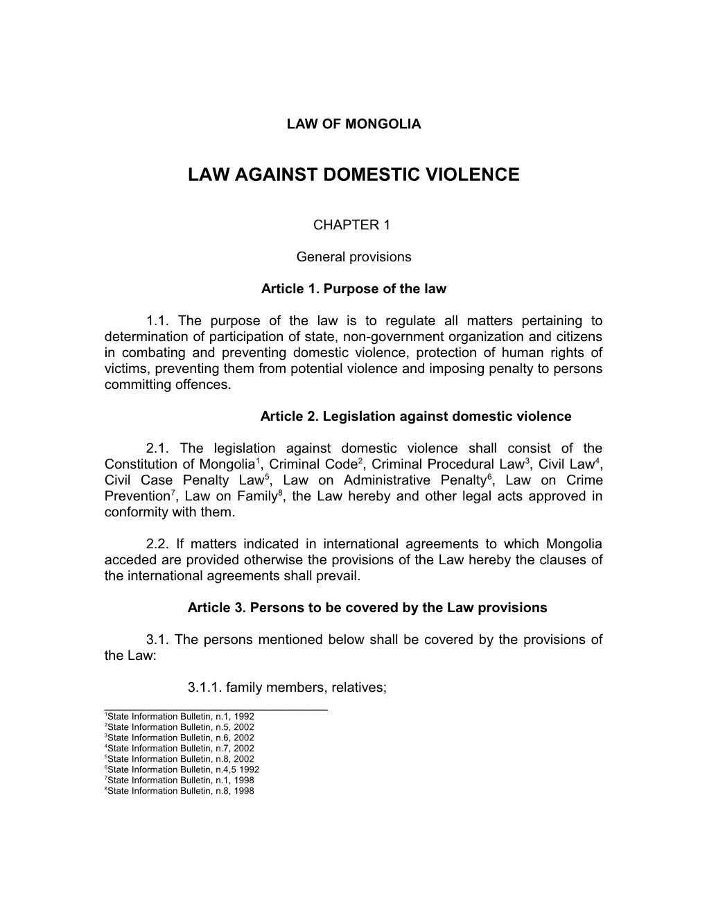 Law Against Domestic Violence