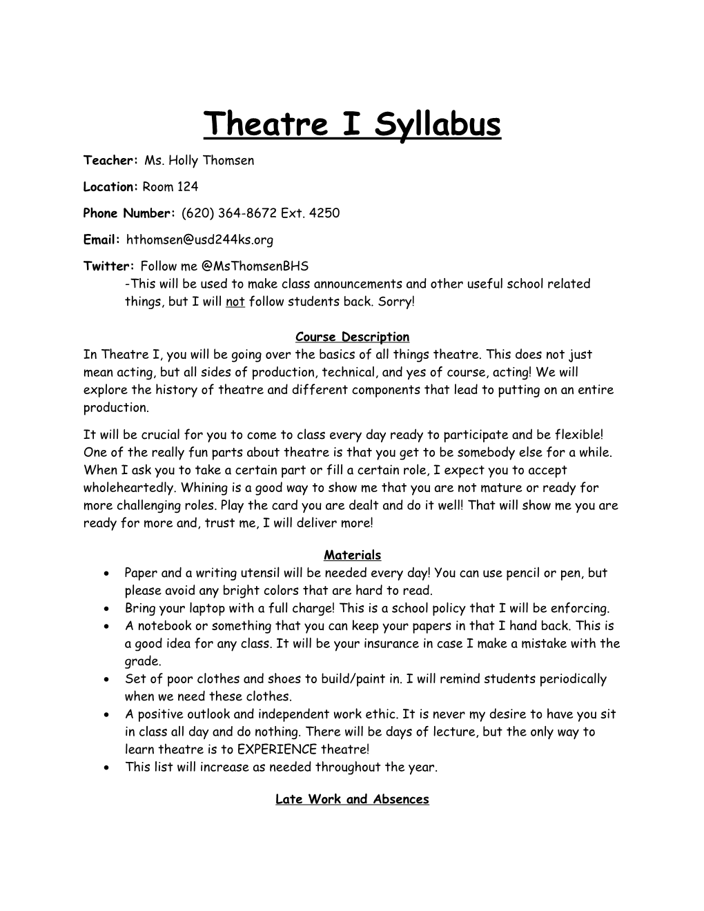 Theatrei Syllabus