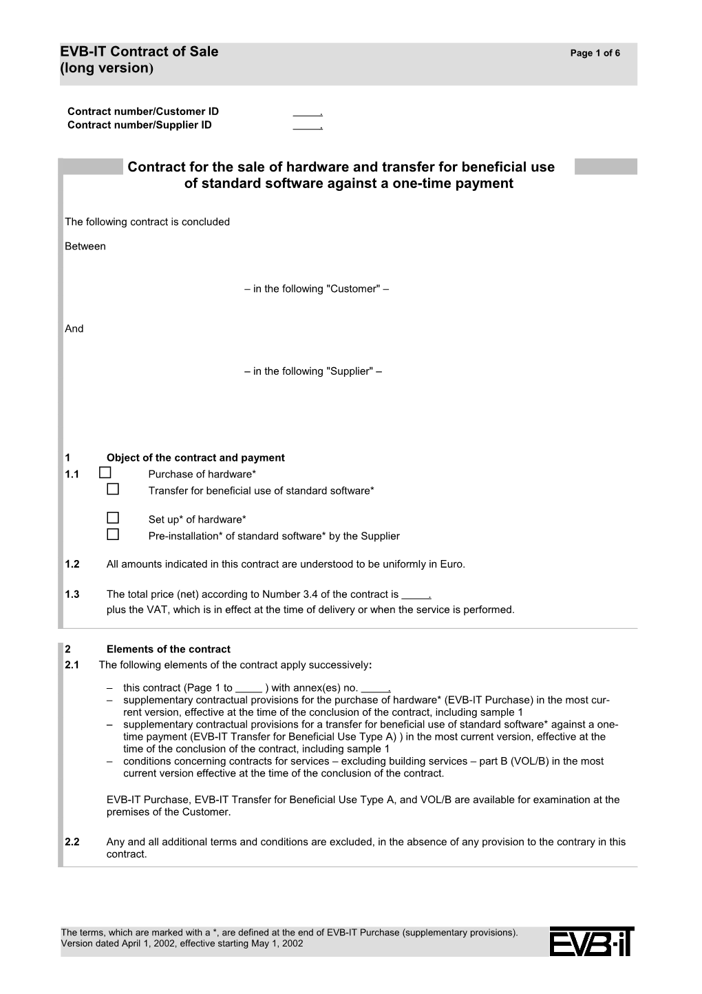 EVB-IT-Kaufvertraglangfassung Gültig Ab01032002