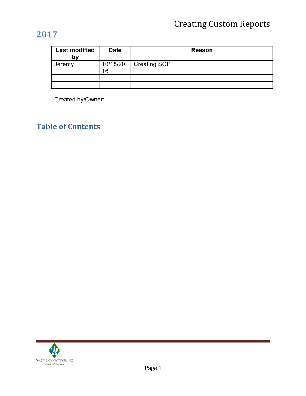 Creating Custom Reports