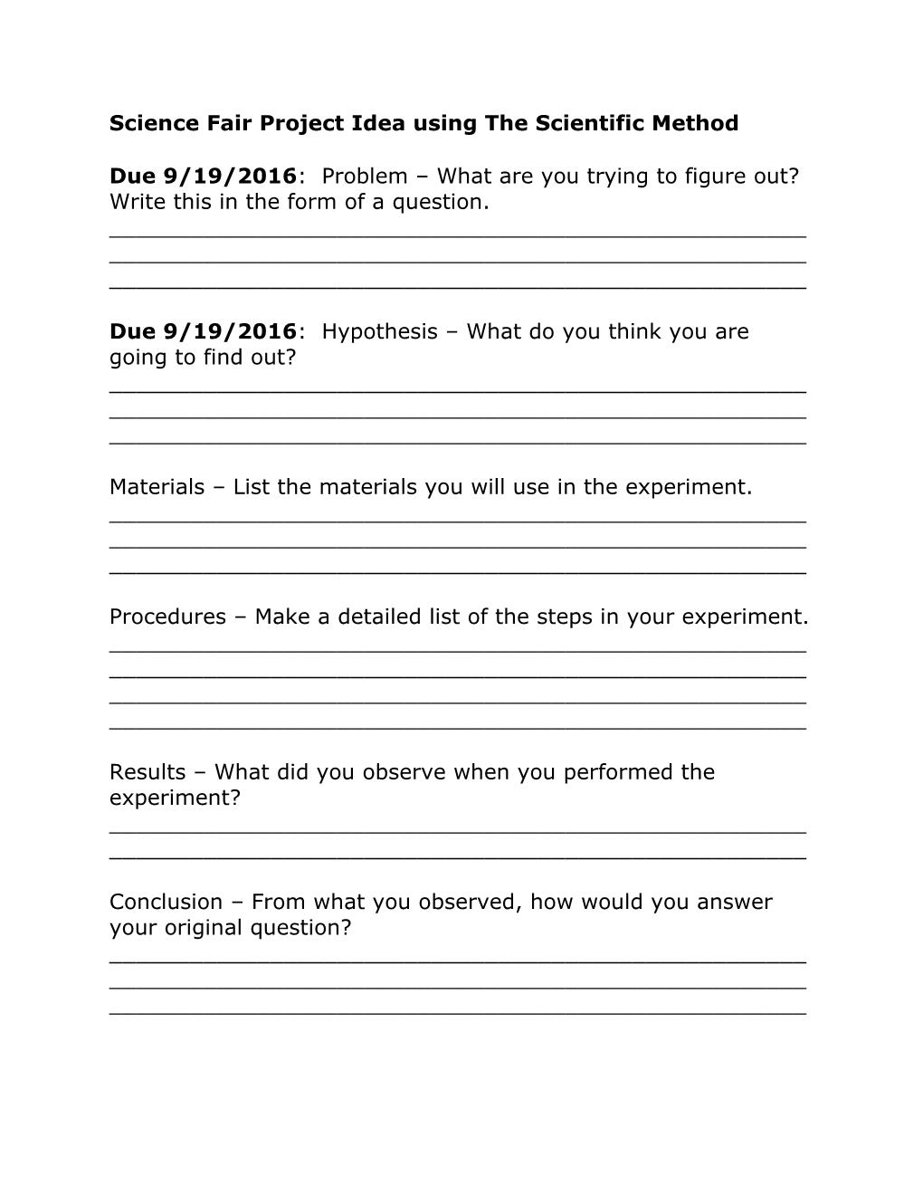 Science Fair Project Idea Using the Scientific Method