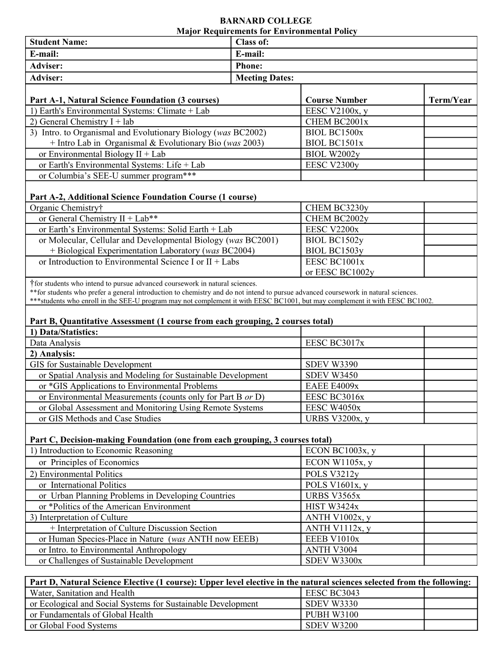 Part A-1, Natural Science Foundation (3 Courses)