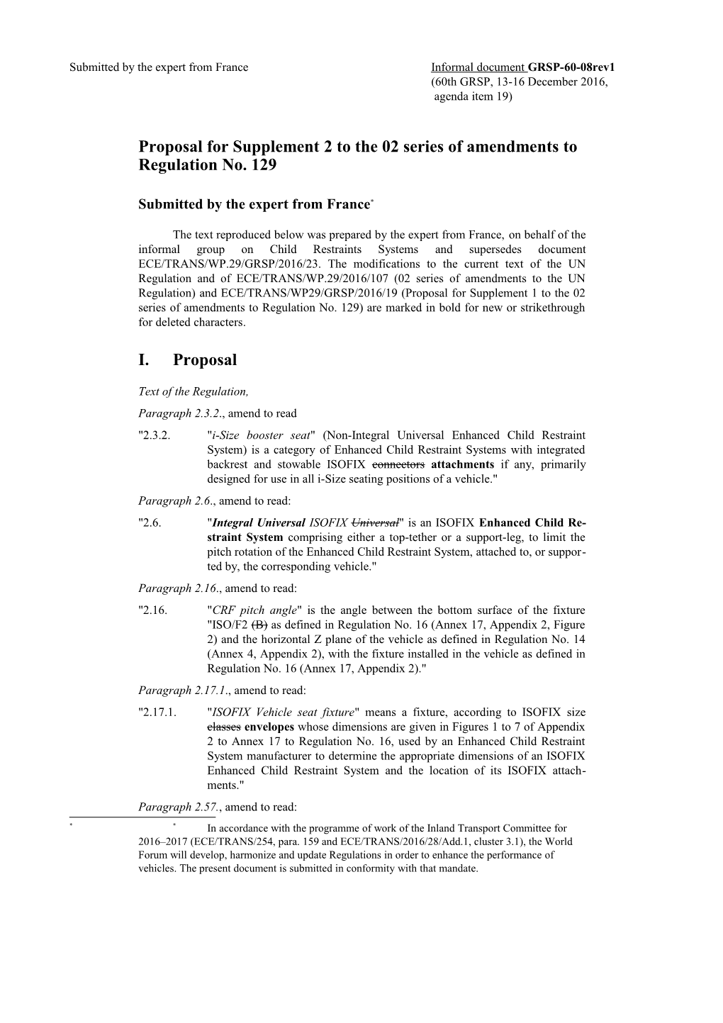 Proposal for Supplement 2 to the 02 Series of Amendments to Regulation No. 129