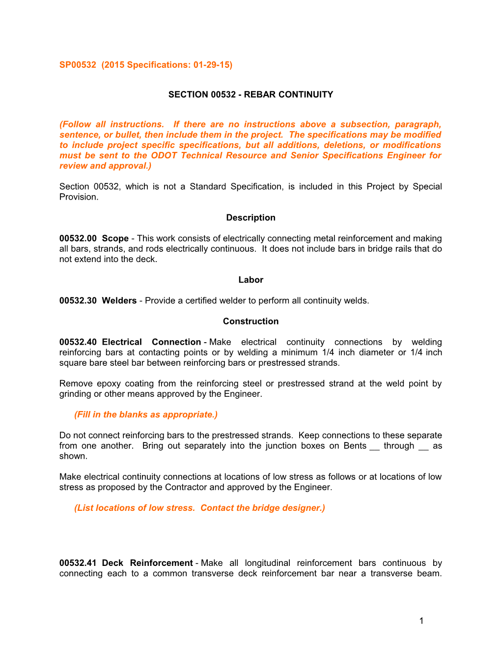 Section 00532-Rebar Continuity