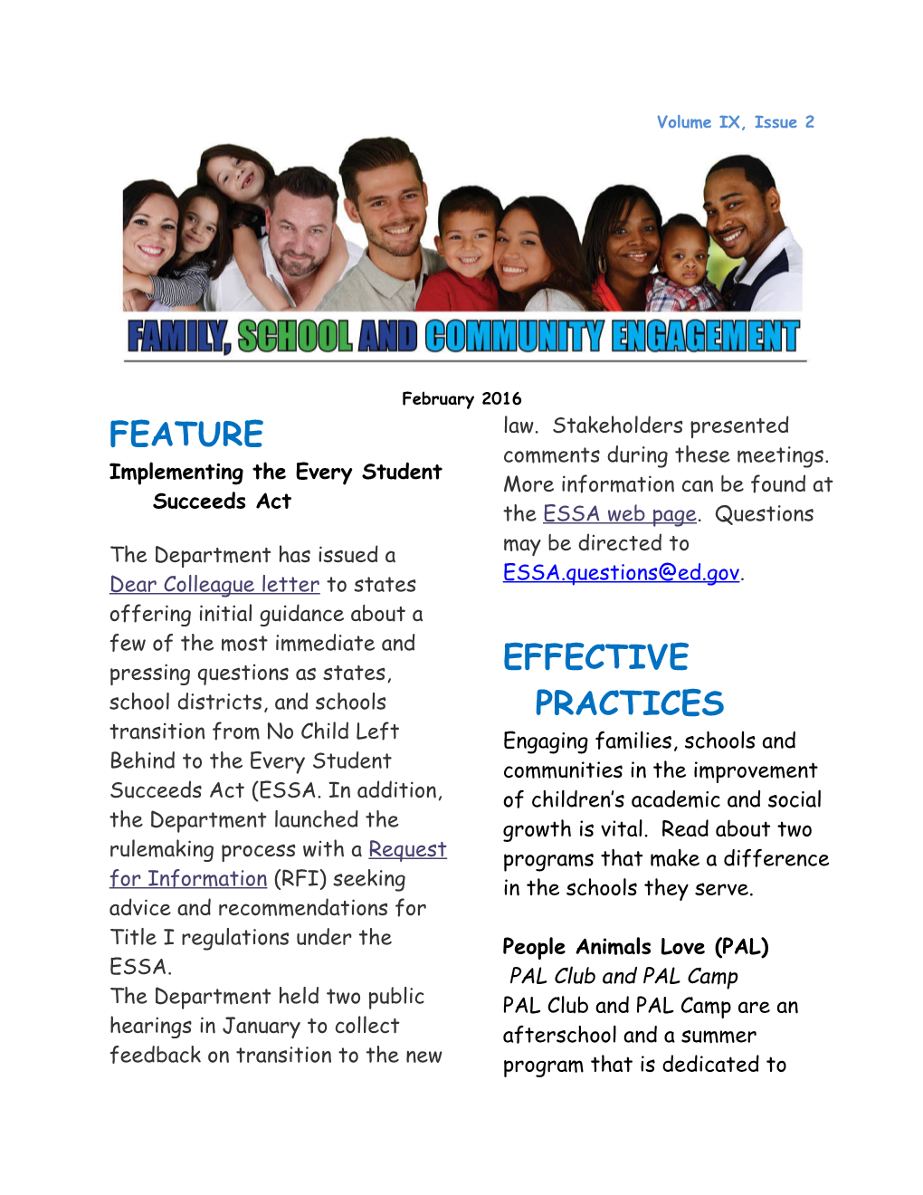 Engaging Families: Volume 9, Issue 2 February 2016 (MS Word)