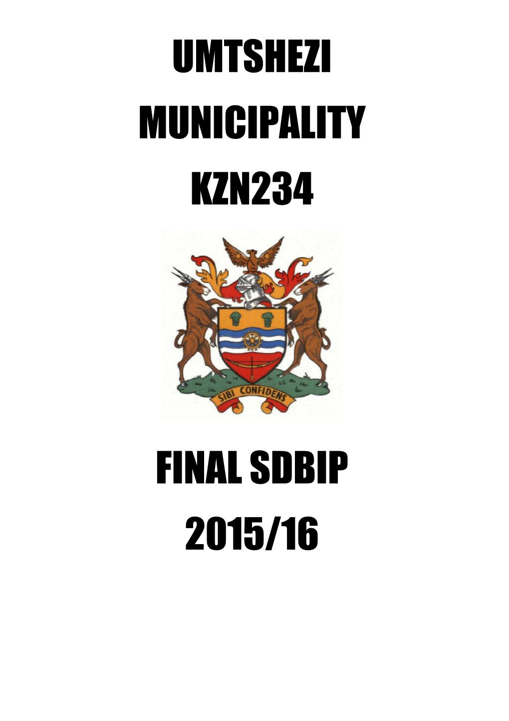 Umtshezi Municipality Final Sdbip 2015/16