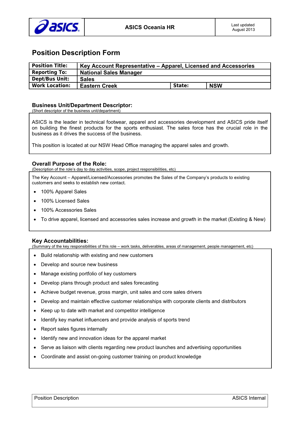 Business Unit/Department Descriptor