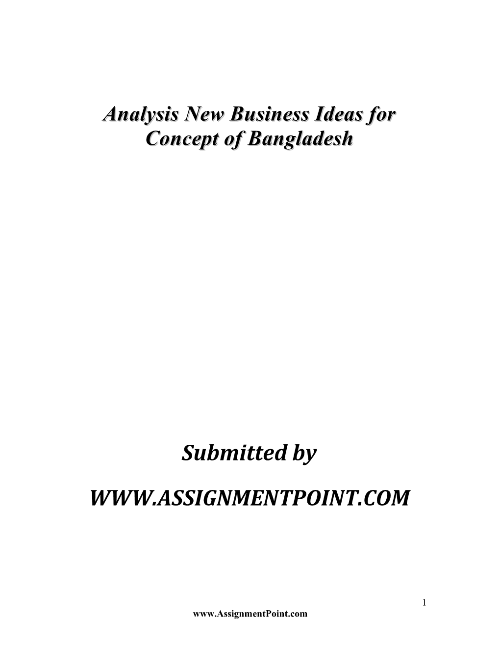 Analysis New Business Ideas for Concept of Bangladesh