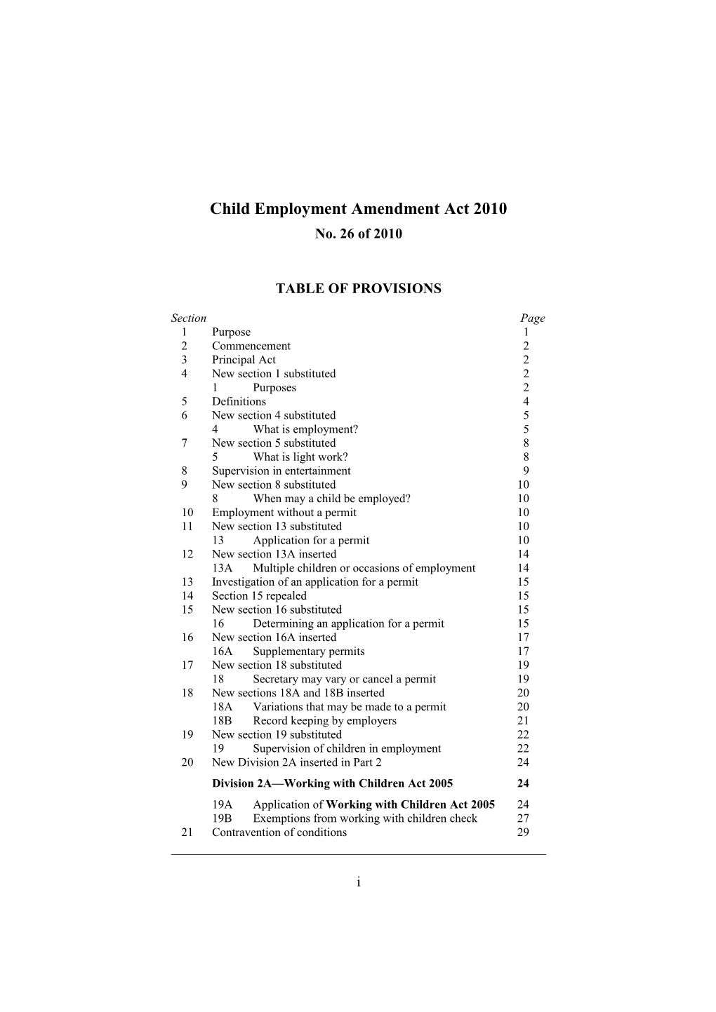 Child Employment Amendment Act 2010