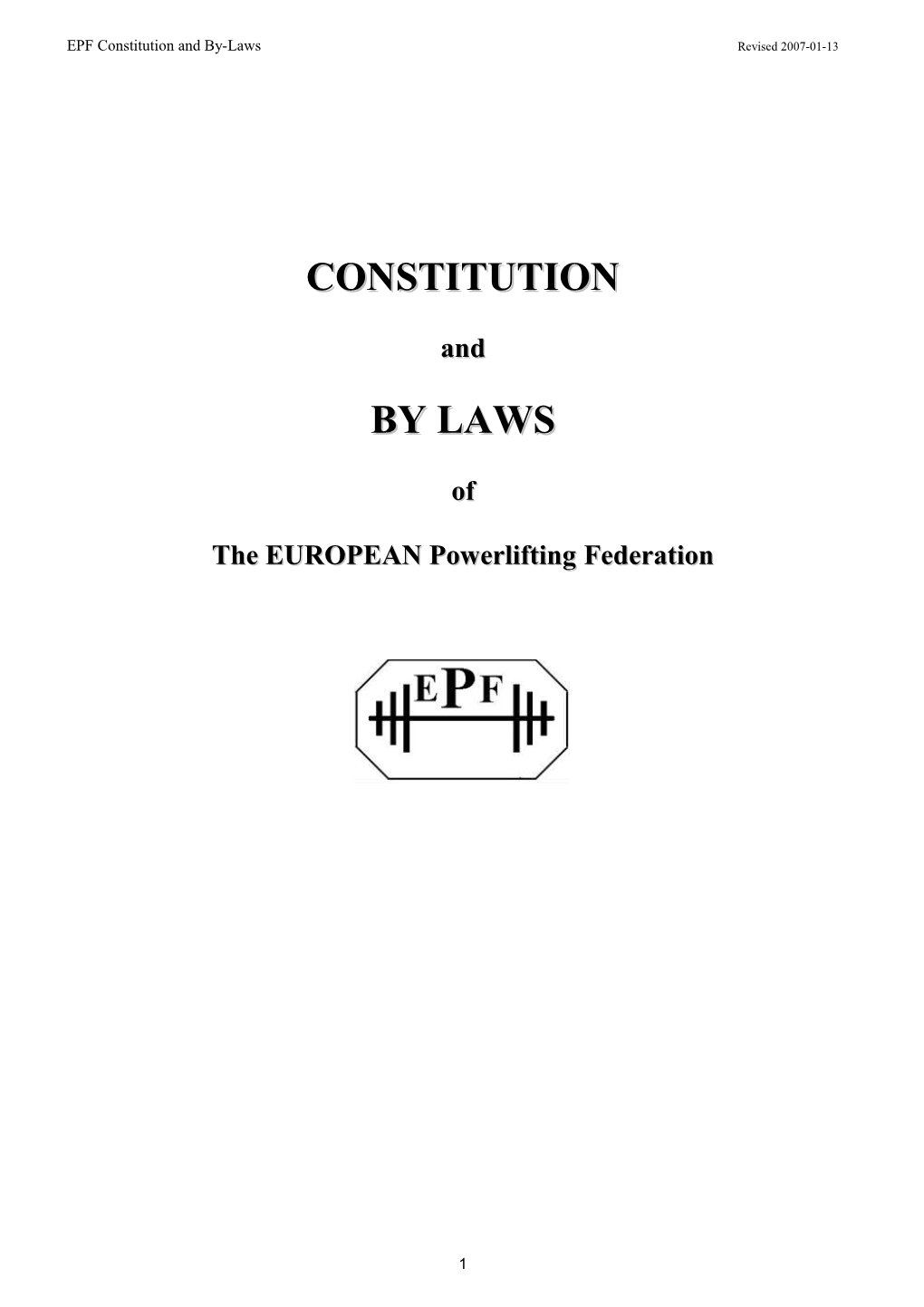 Constitution of the European Powerlifting Federation