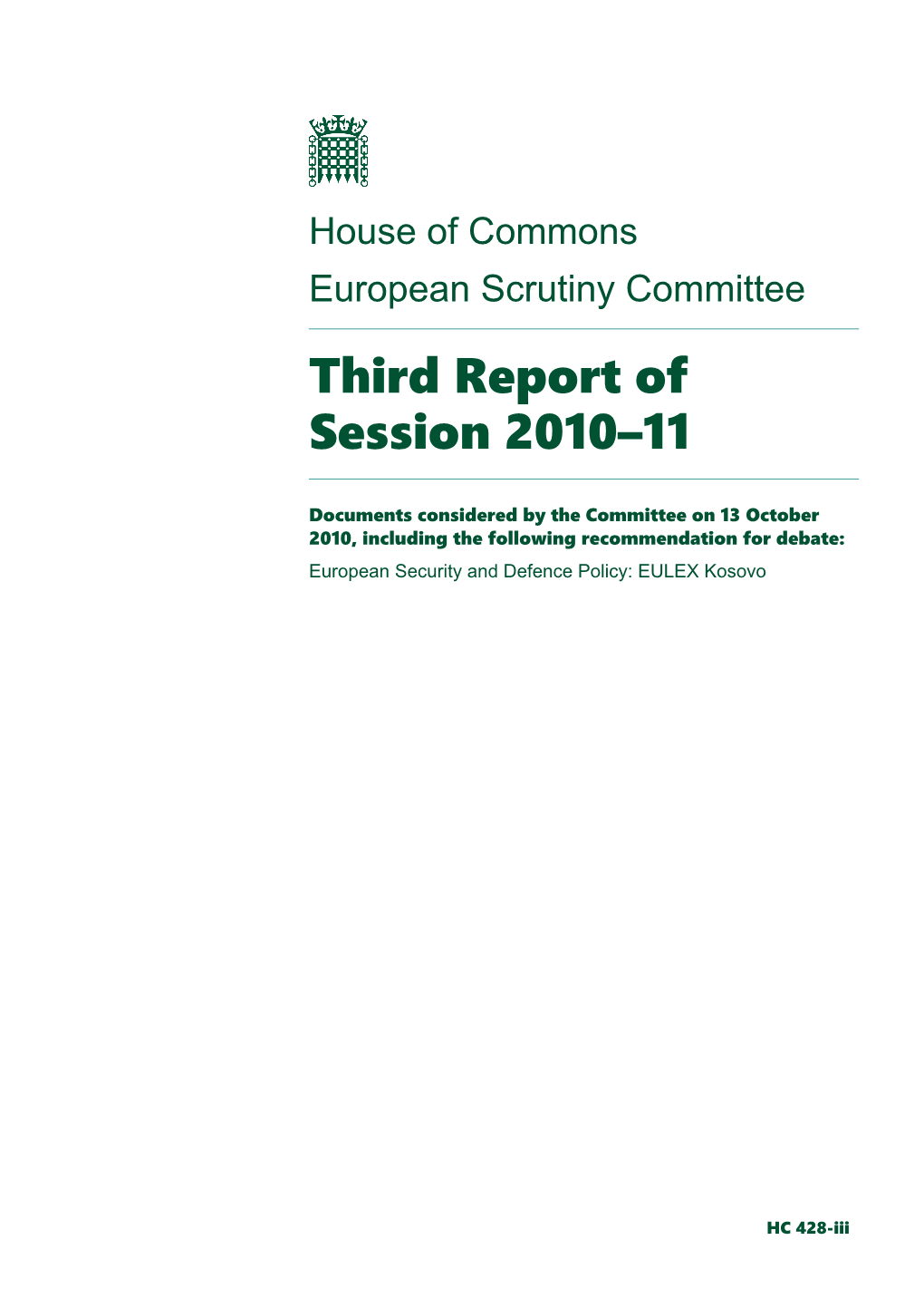 Third Report of Session 2010 11