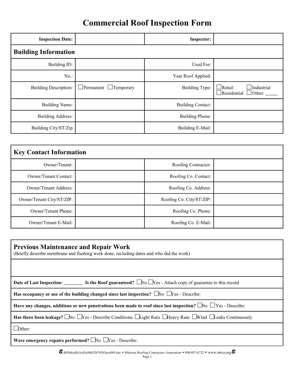 Sample Inspection Forms