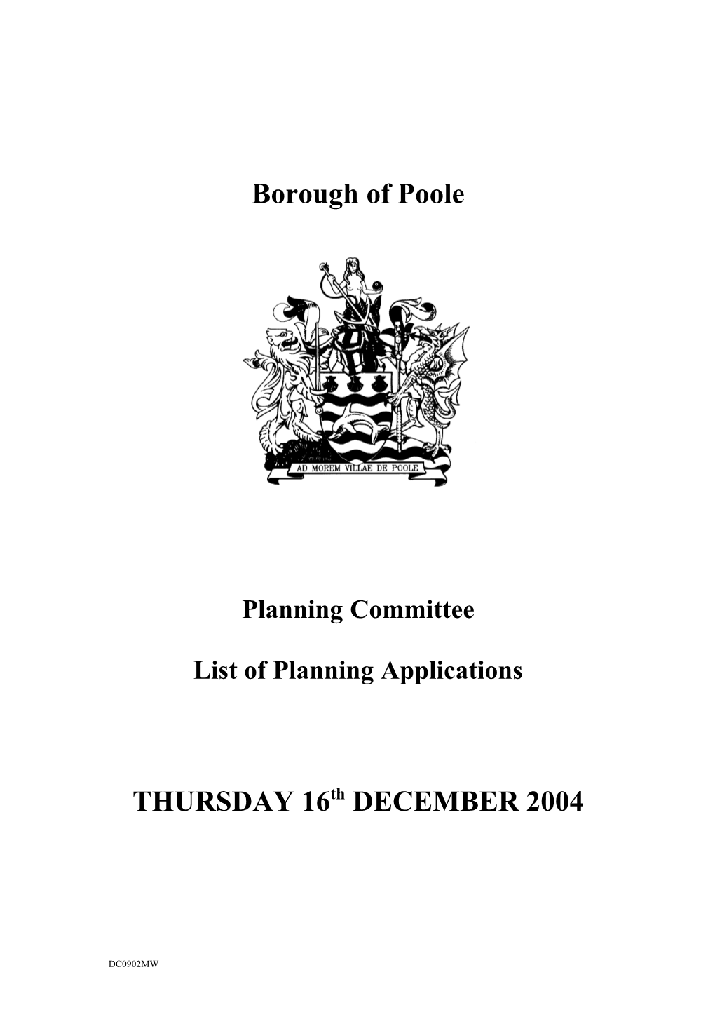 Final Plans List - 16 December 2004