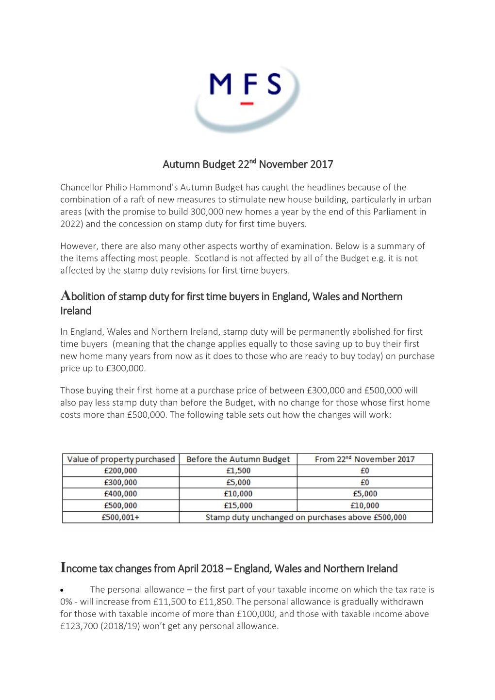 Autumn Budget 22Nd November 2017