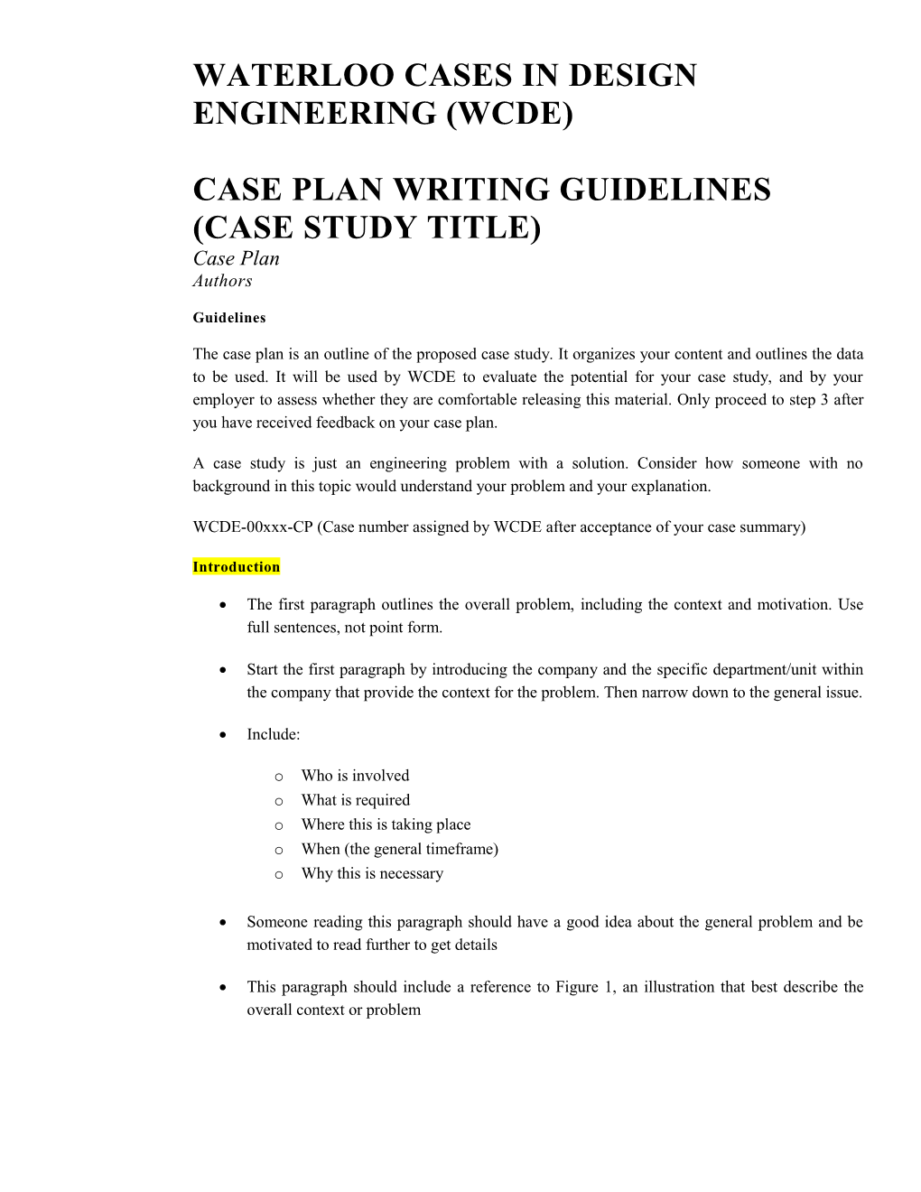 Case Writing Guidelines