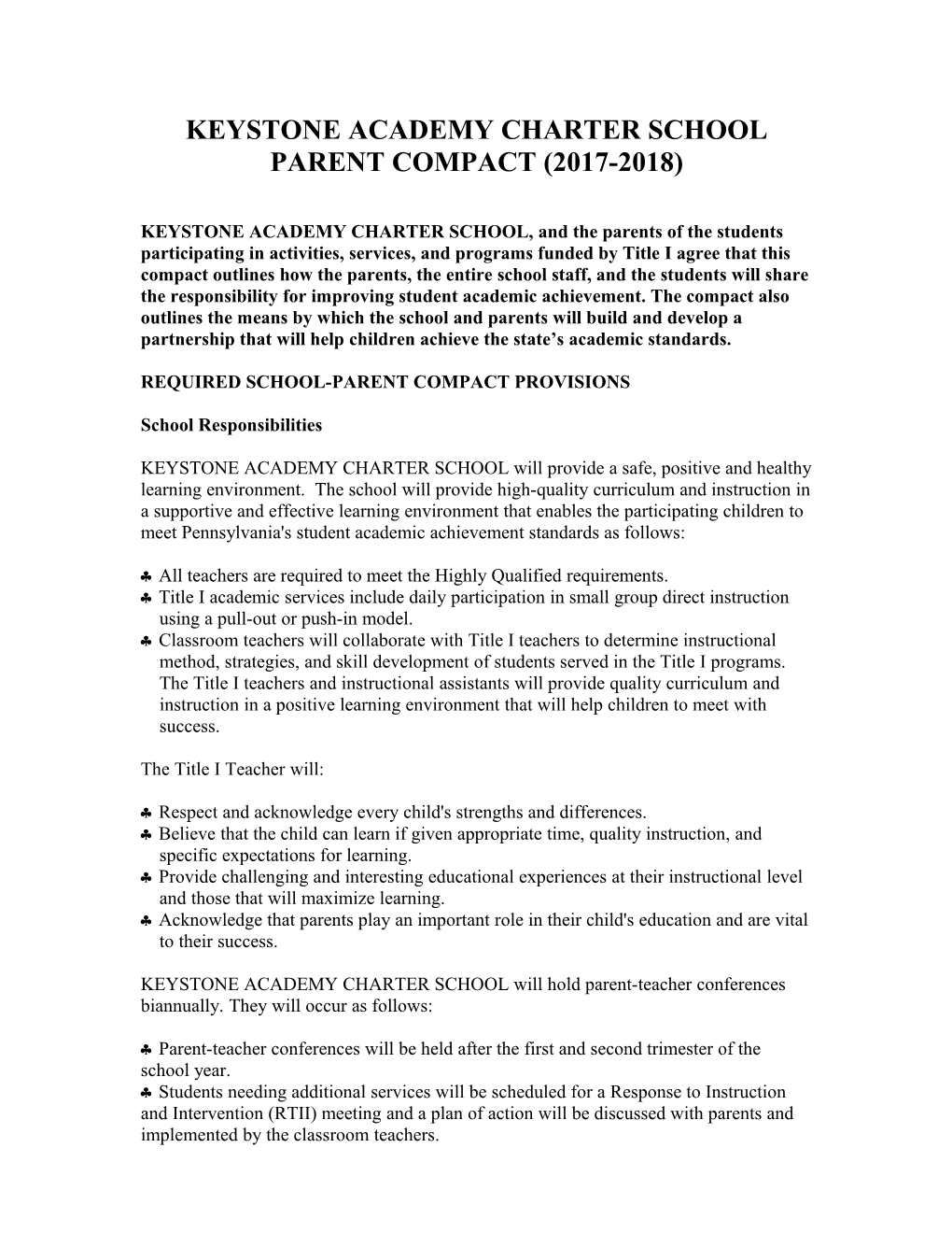 Charter School Parent Compact 2010-2011