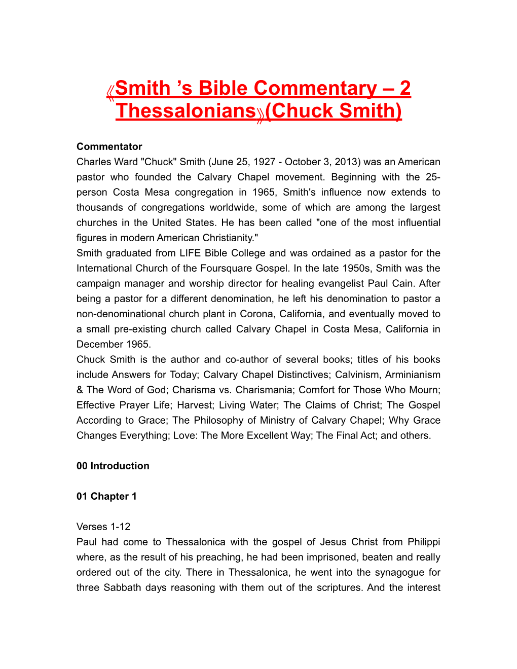 Smith S Bible Commentary 2 Thessalonians (Chuck Smith)