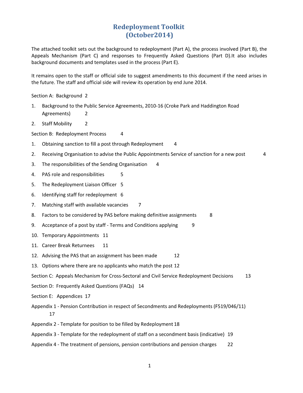 Suggested Redeployment Toolkit Structure