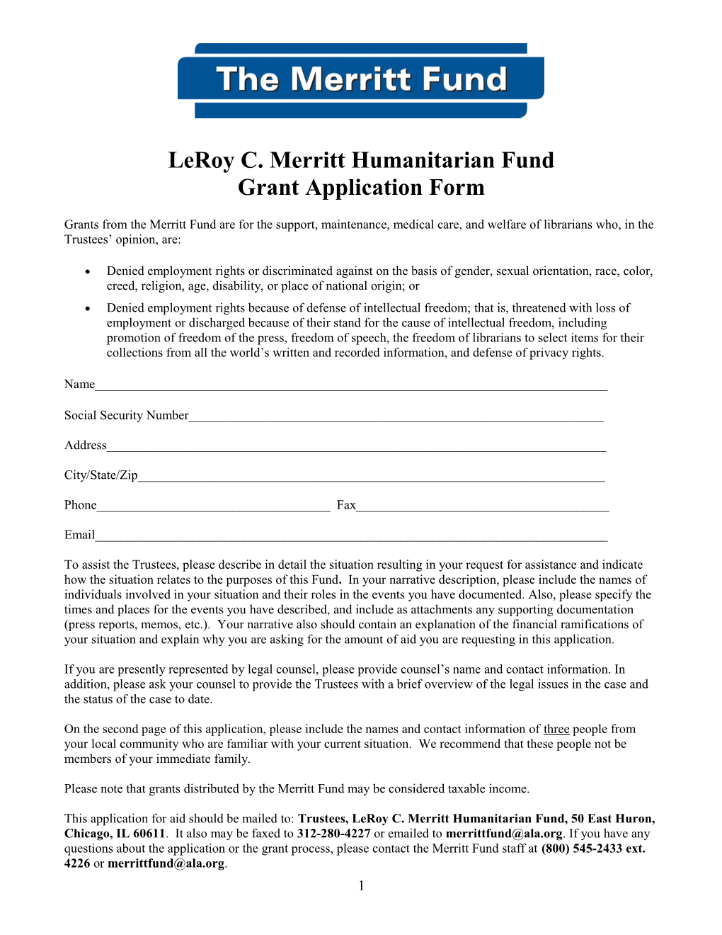 Leroy C. Merritt Humanitarian Fund