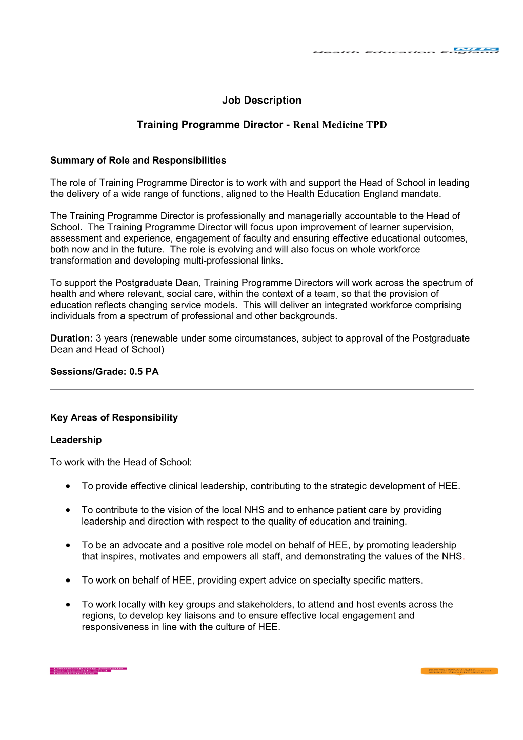 Training Programme Director - Renal Medicine TPD