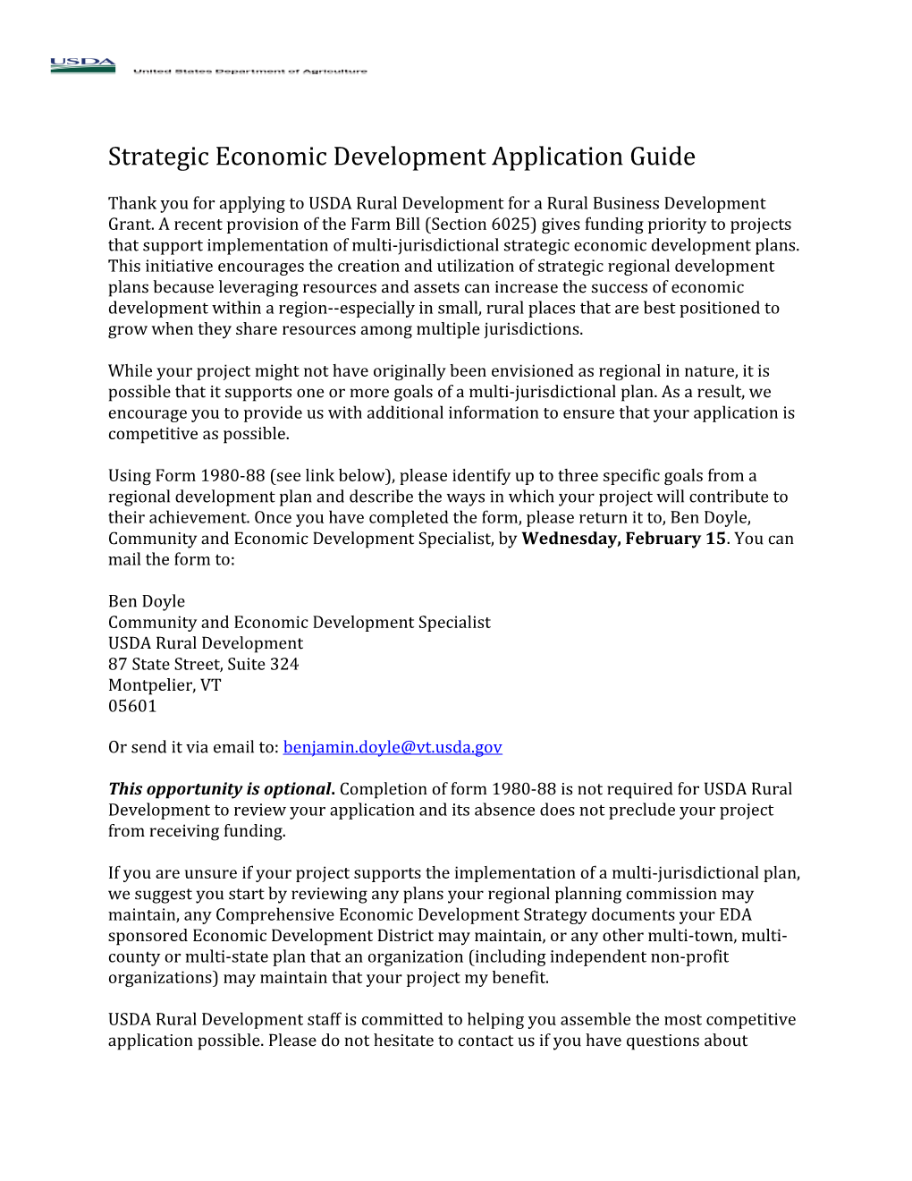 Strategic Economic Development Application Guide