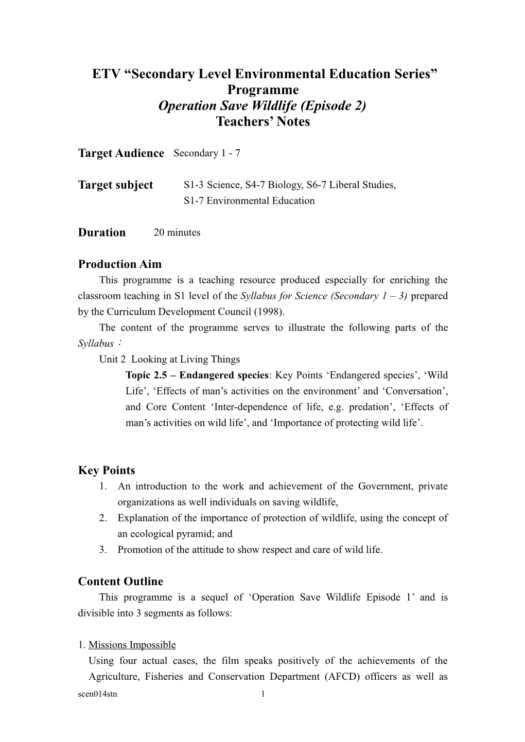 ETV Secondary Level Environmental Education Series Programme