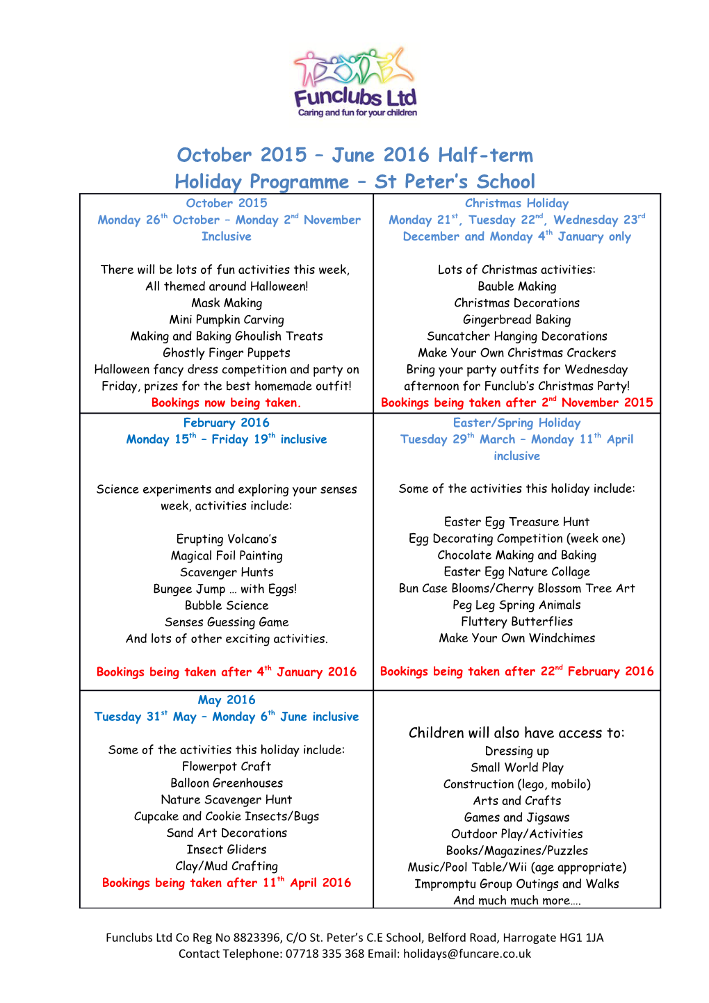 Holiday Programme St Peter S School