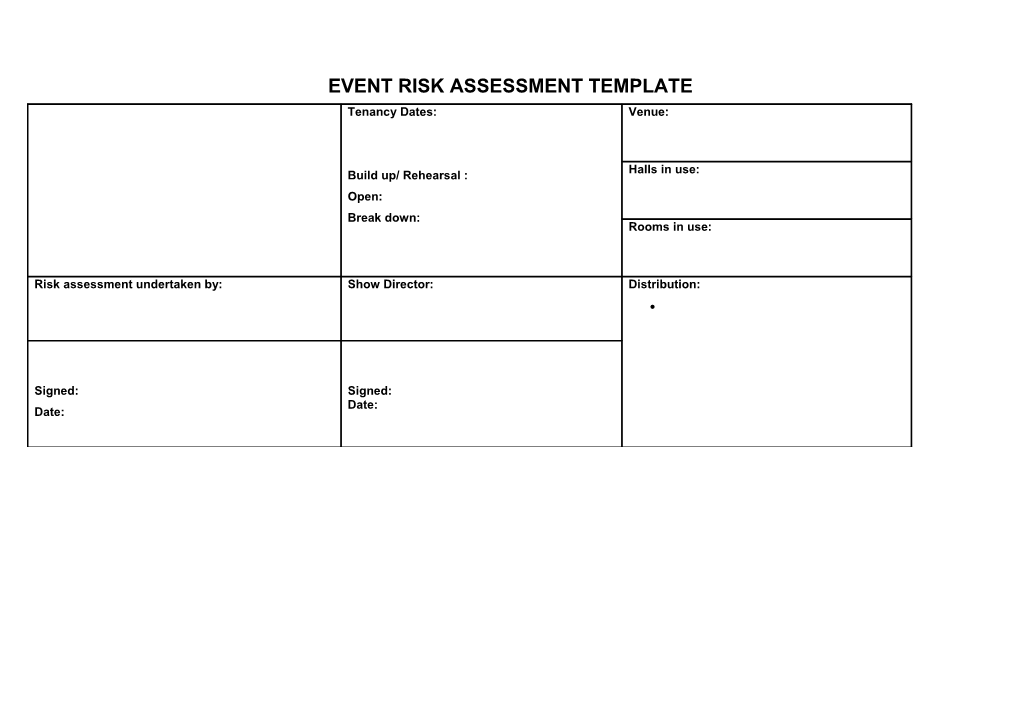 Event Risk Assessment Template