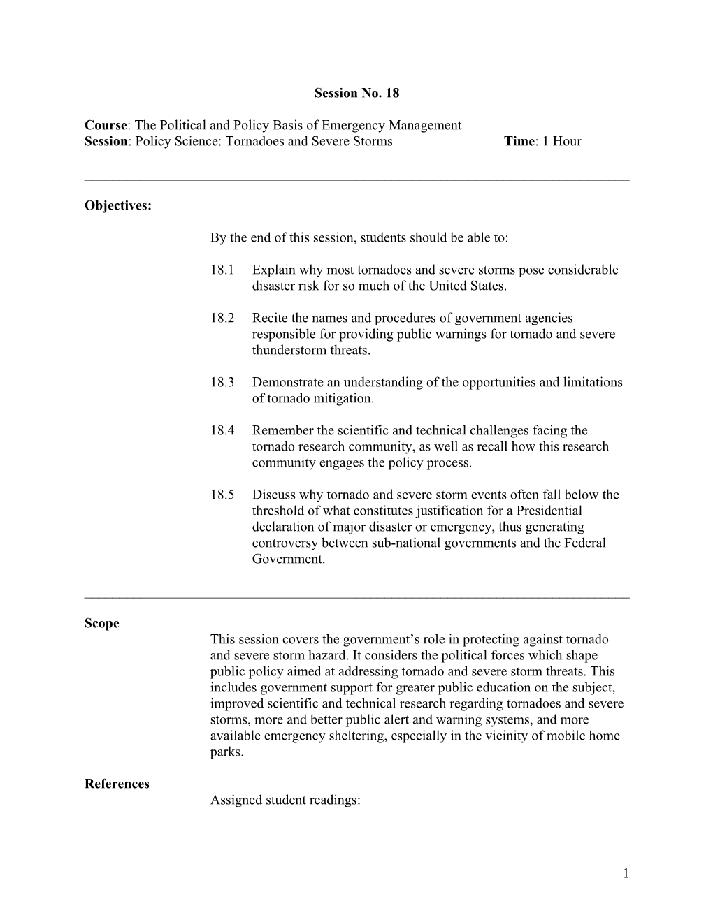 Change to Session 18