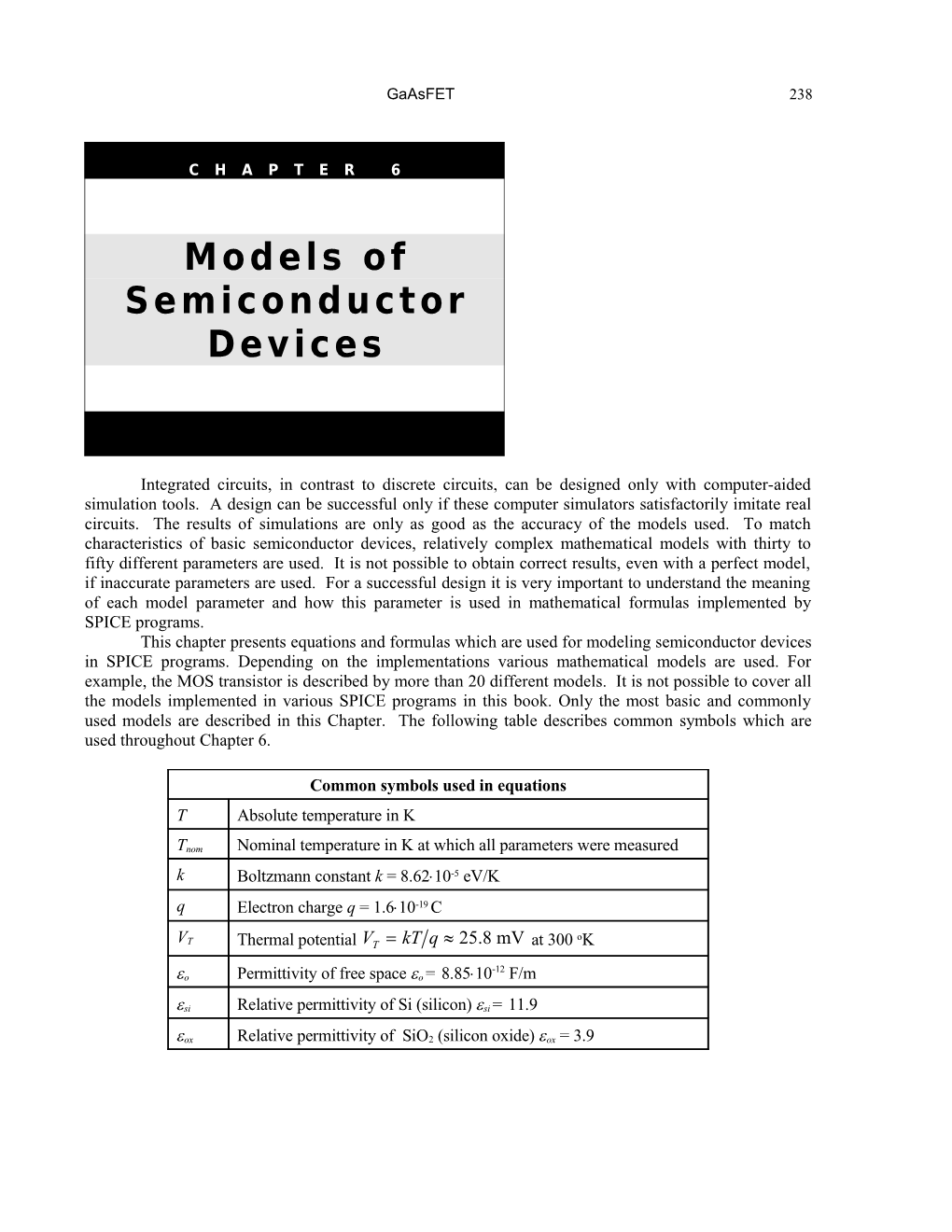Chapter 6 Models of Semiconductor Devices