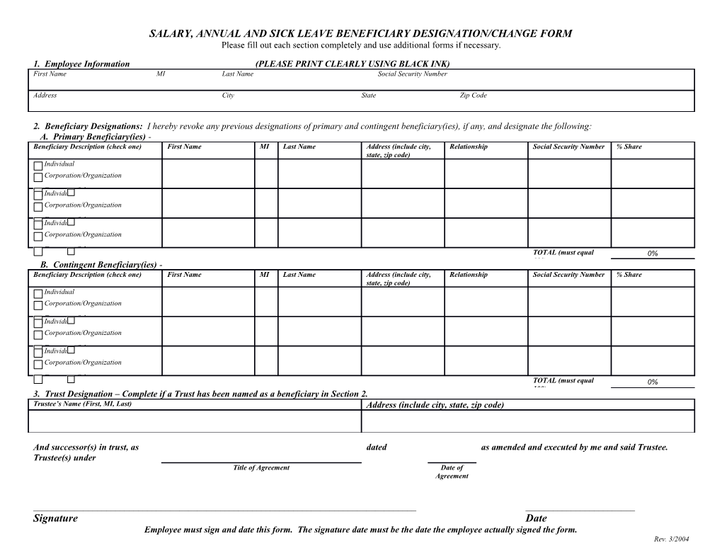 Montgomery County Beneficiary Form