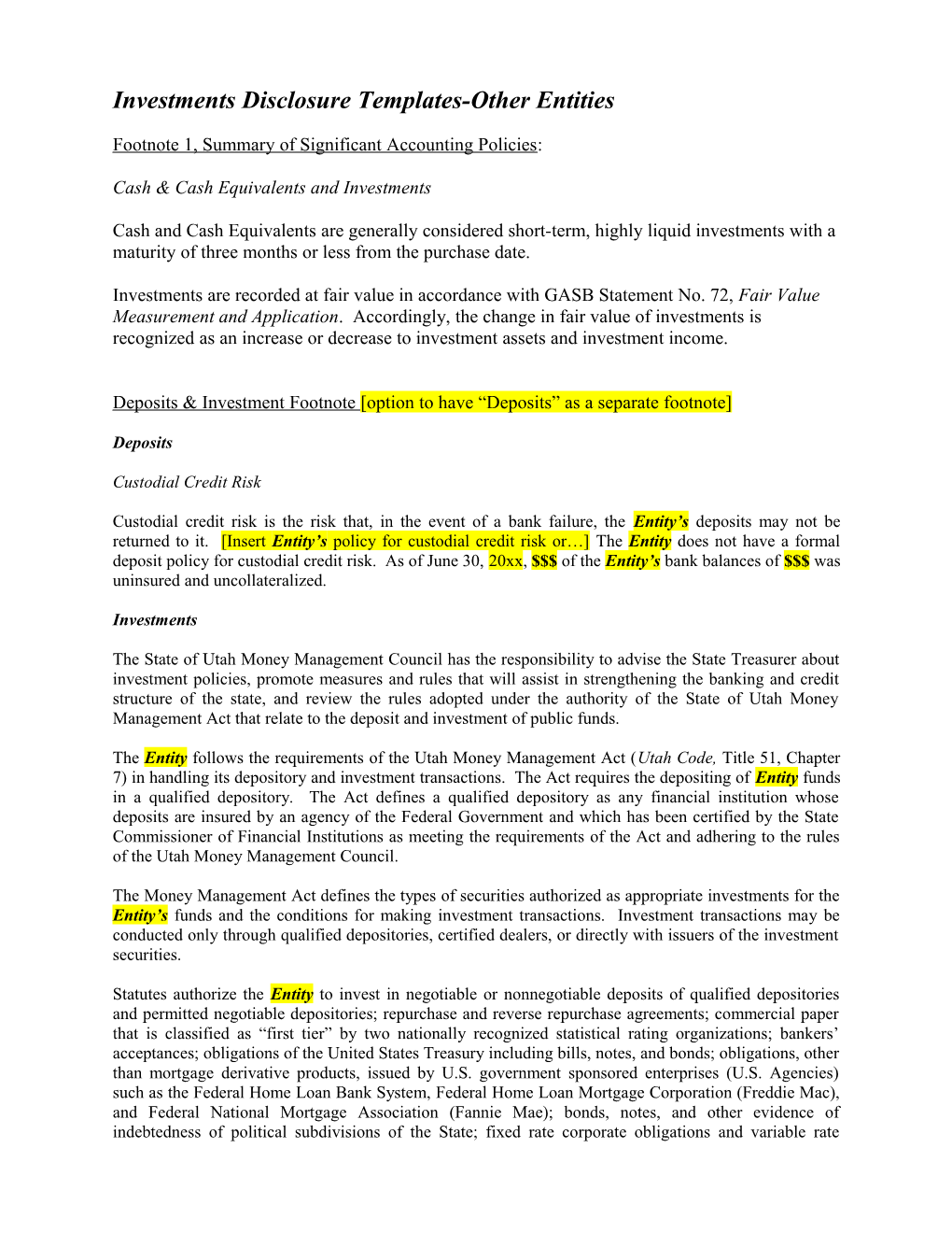 Custodial Credit Risk Deposits