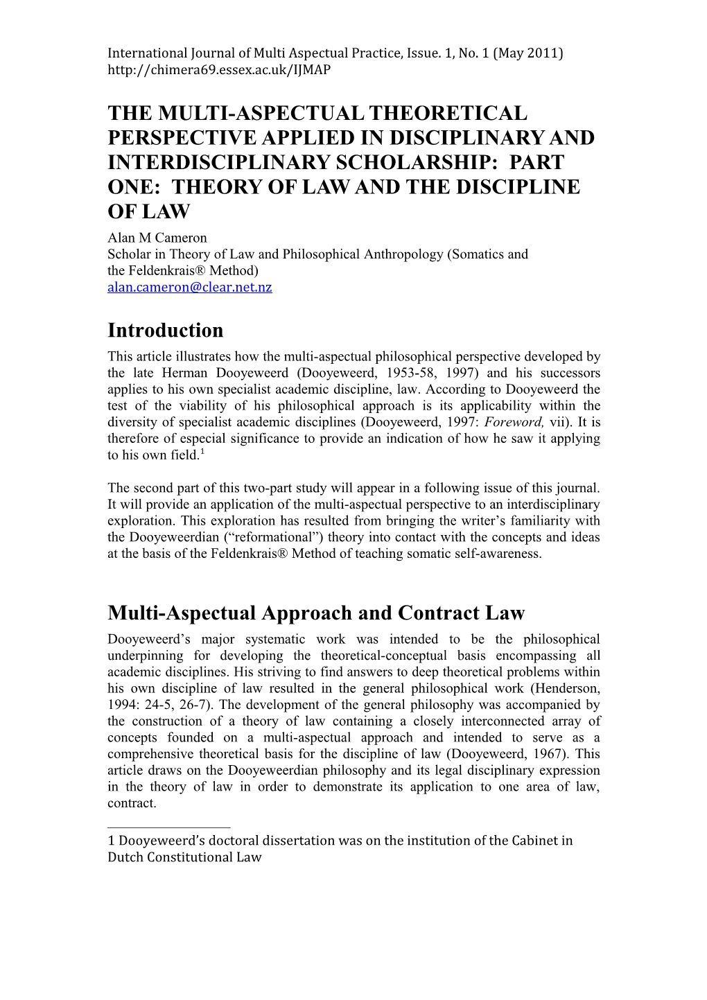 International Journal of Multi Aspectual Practice, Issue. 1, No. 1 (May 2011)