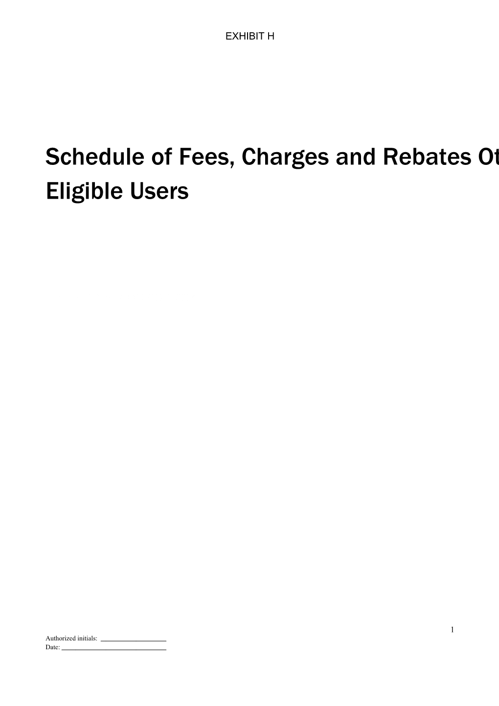 Schedule of Fees, Charges and Rebatesother Eligible Users
