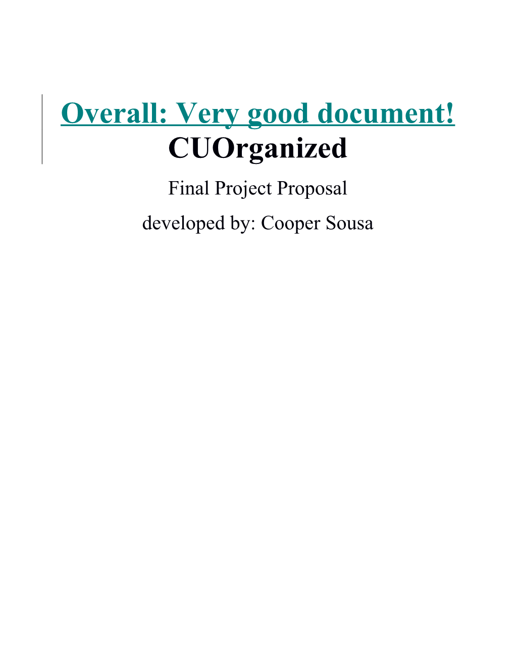 Overall: Very Good Document!
