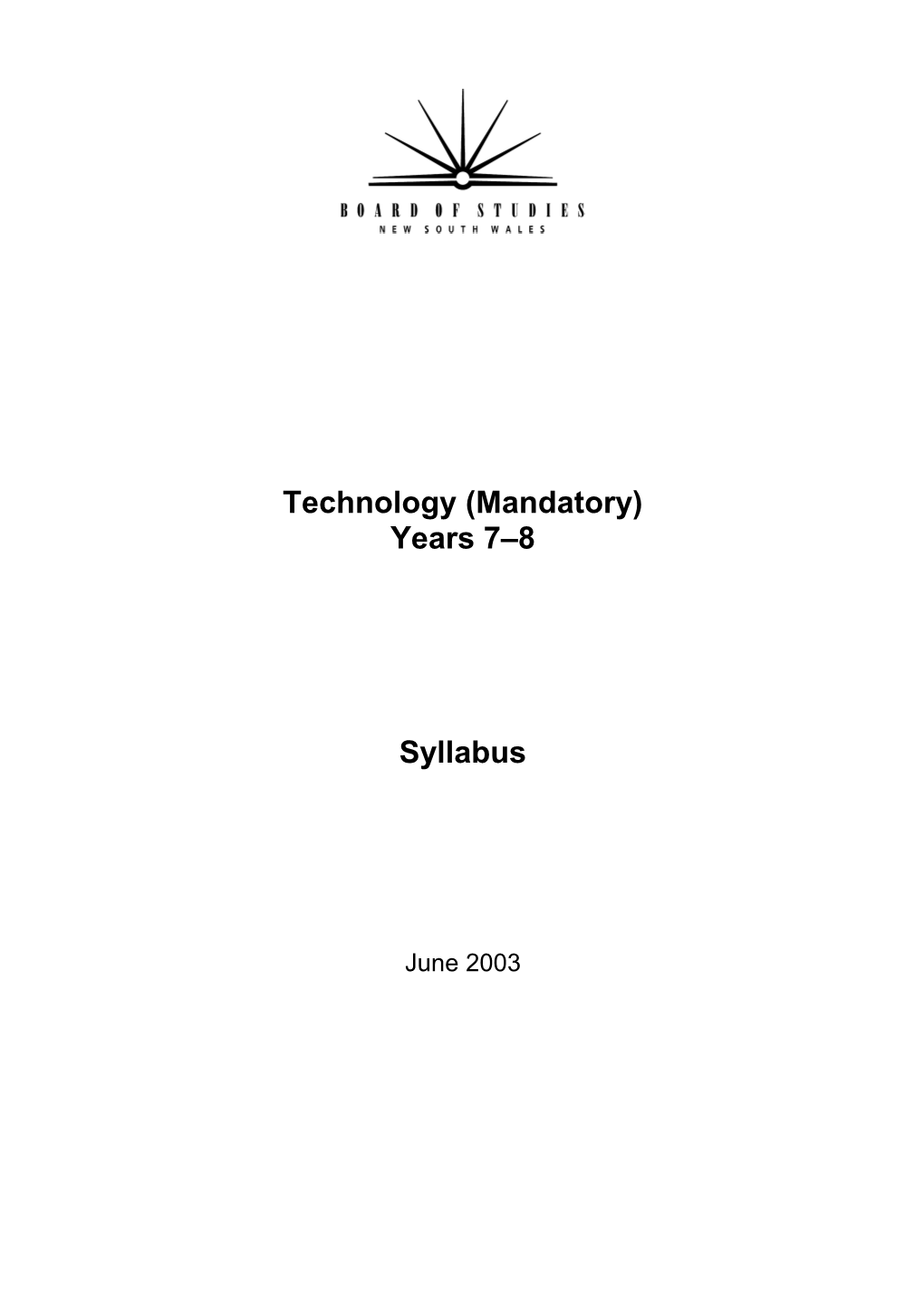 Years 7-10 Syllabus - Technology (Mandatory)